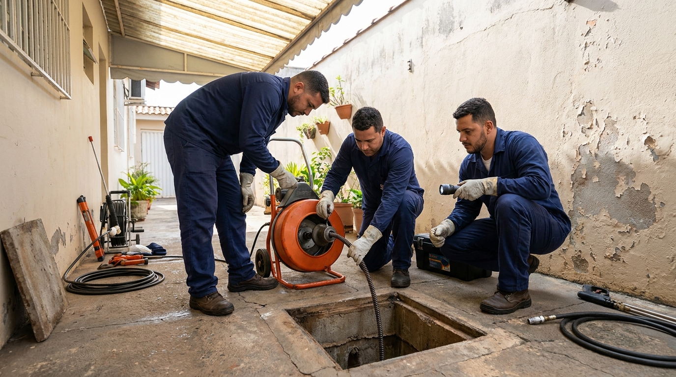 Desentupimento de esgoto com hidrojateamento em Catanduva‑SP